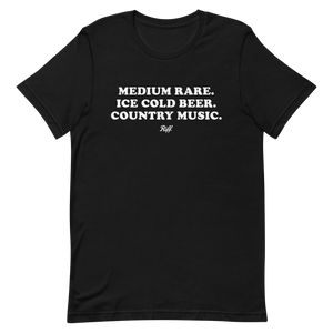 Medium Rare, Ice Cold Beer, Country Music T-Shirt