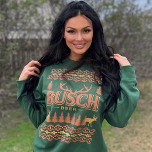 Busch Beer Antlers Ugly Christmas Sweater