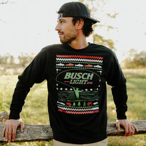 Busch Light Trout Fishing Ugly Christmas Sweater