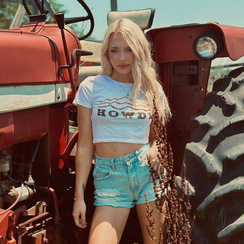 HOWDY Mountains Crop Top Tee