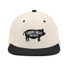 Smoke Meat Not Meth Hog Beige Snapback Hat