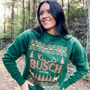 Busch Beer Antlers Ugly Christmas Sweater