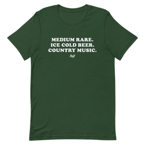 Medium Rare, Ice Cold Beer, Country Music T-Shirt