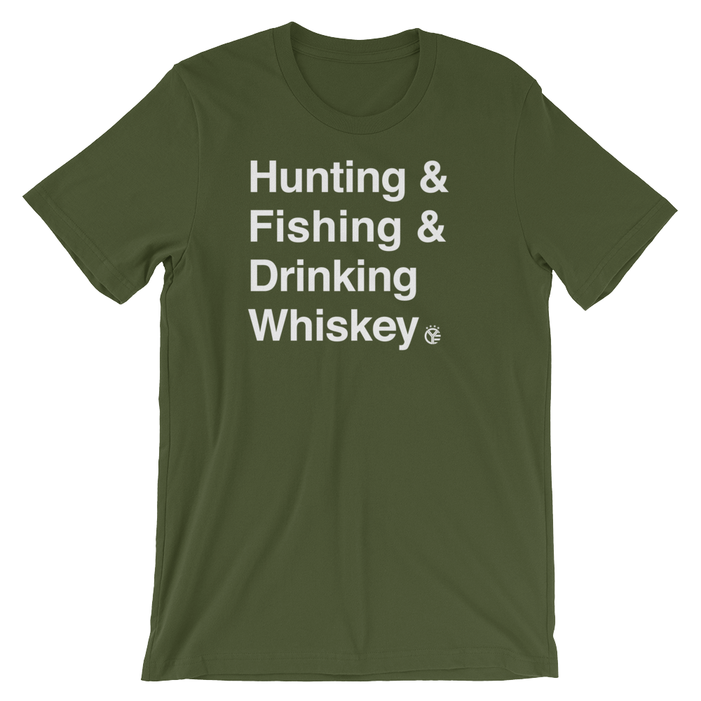 Hunting & Fishing & Drinking Whiskey T-Shirt - XL / Brown