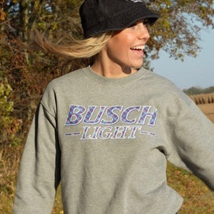 Busch Light USA Plaid Logo Crewneck Sweatshirt