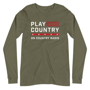 Play Country On Country Radio Military Green Long Sleeve Tee