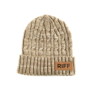 RIFF Knit Beanie with Leather Patch
