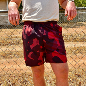 Red Camo Swim Trunks