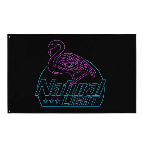 Natural Light Neon Flamingo Sign Flag