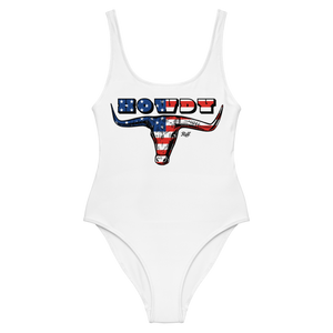 Howdy Bull American Flag One-Piece Swimsuit