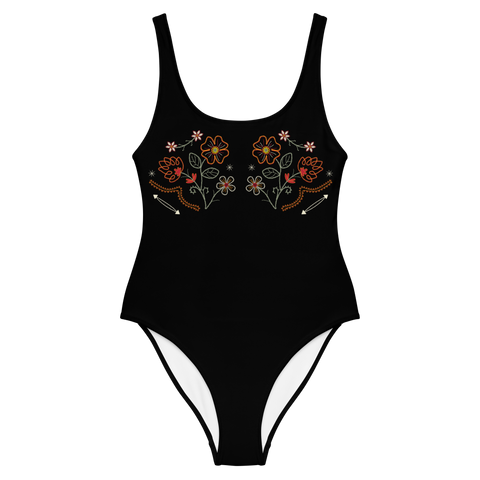 Retro Western Embroidery One-Piece Swimsuit