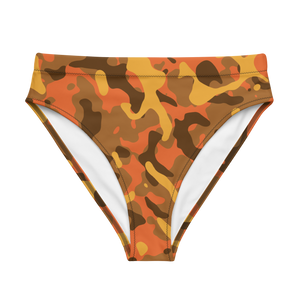 Orange Camo High-Waisted Bikini Bottom