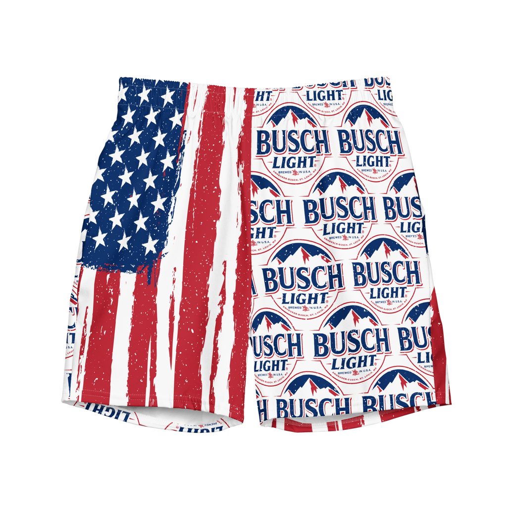 Busch Light Red White Blue Swim Trunks