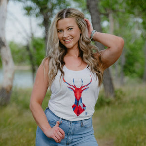 Red, White, Blue Deer Women's Tri-Blend Tank Top