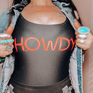 HOWDY Neon Sign One-Piece Swimsuit