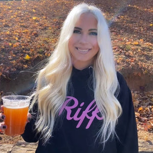 Pink Cursive RIFF Hoodie Benefiting The Breast Cancer Research Foundation