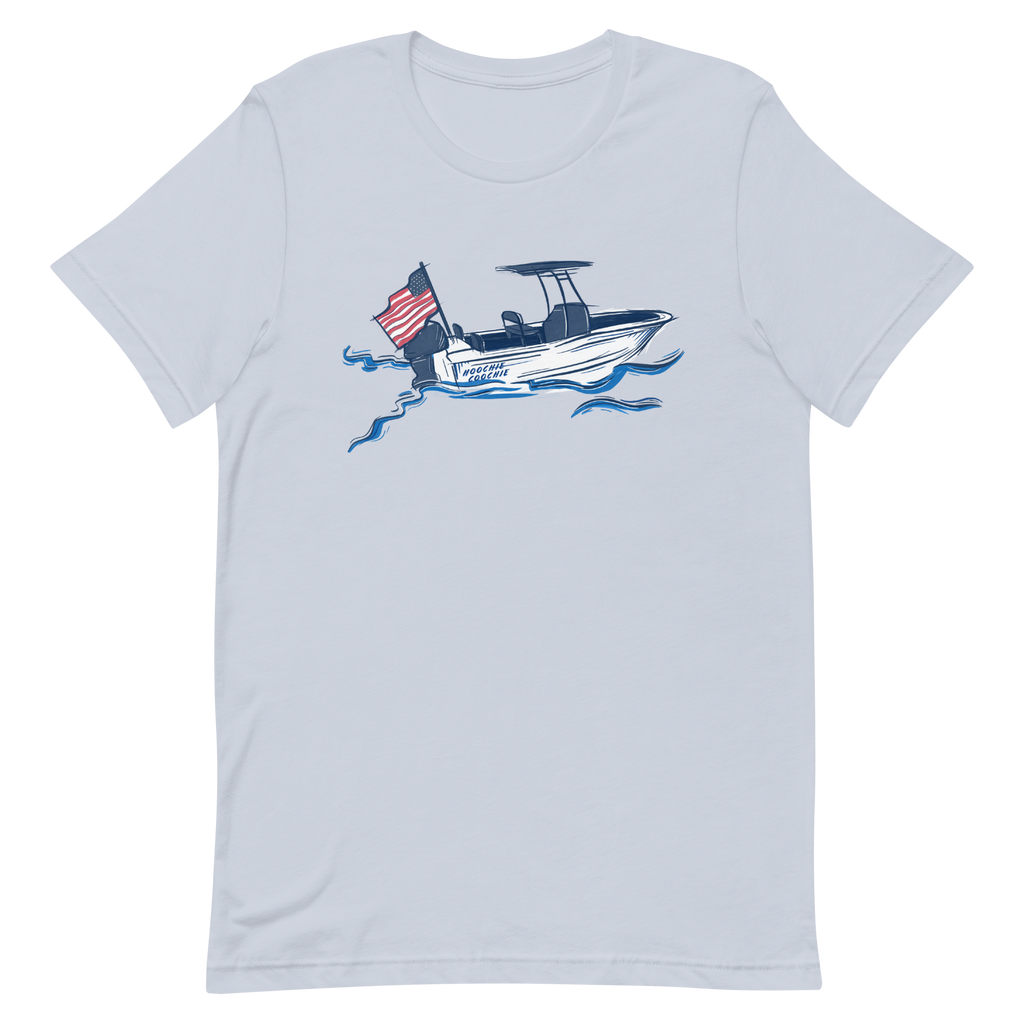 Hoochie Coochie Fishing Boat T-Shirt - Ocean Blue / M